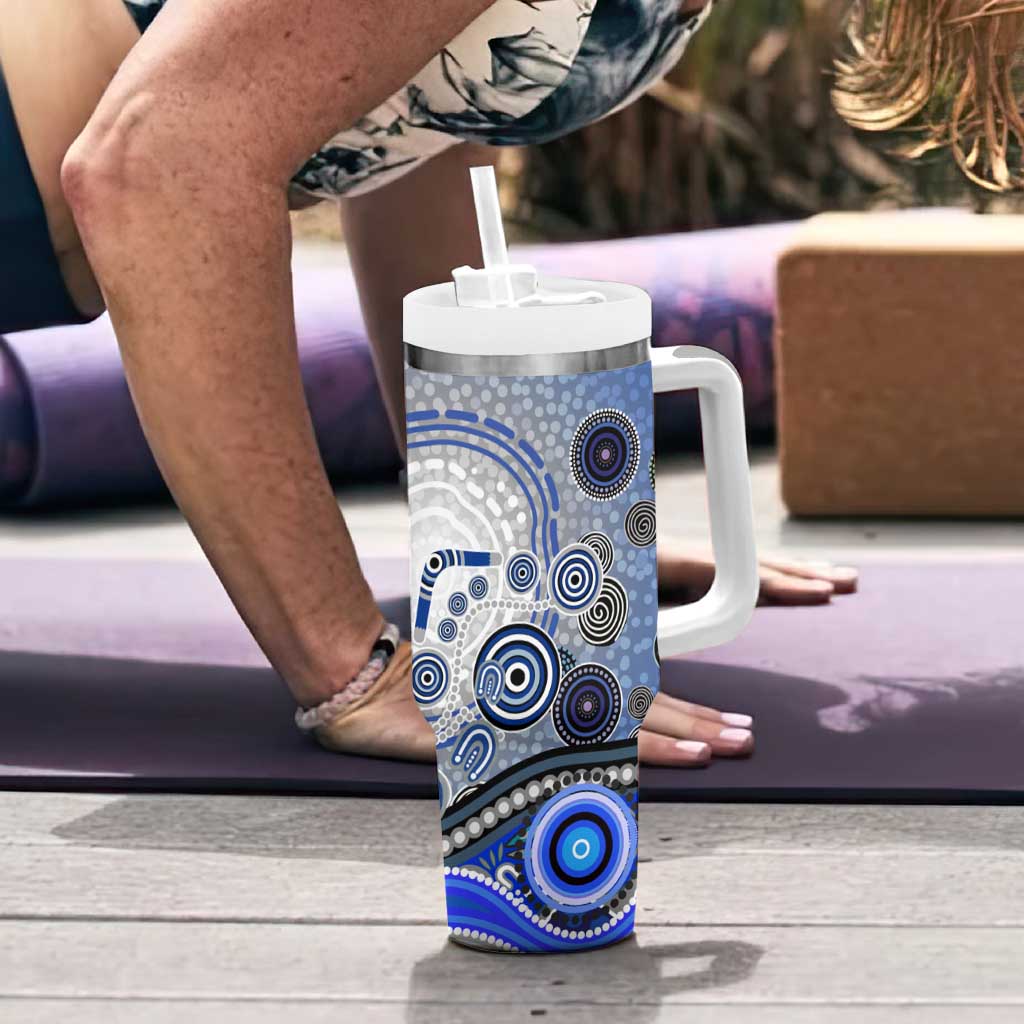 Canterbury Bankstown Bulldogs Rugby Tumbler With Handle Australian Aboriginal Dot Painting Style