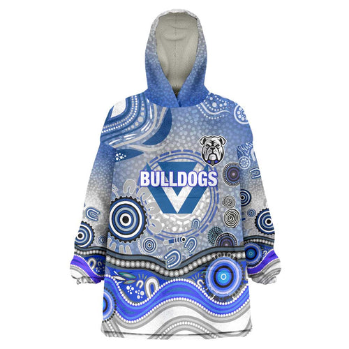 Canterbury Bankstown Bulldogs Rugby Wearable Blanket Hoodie Australian Aboriginal Dot Painting Style