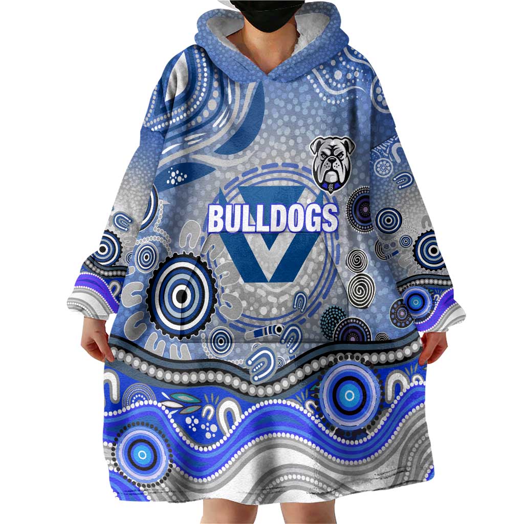 Canterbury Bankstown Bulldogs Rugby Wearable Blanket Hoodie Australian Aboriginal Dot Painting Style