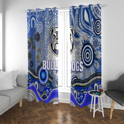 Canterbury Bankstown Bulldogs Rugby Window Curtain Australian Aboriginal Dot Painting Style