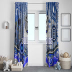 Canterbury Bankstown Bulldogs Rugby Window Curtain Australian Aboriginal Dot Painting Style