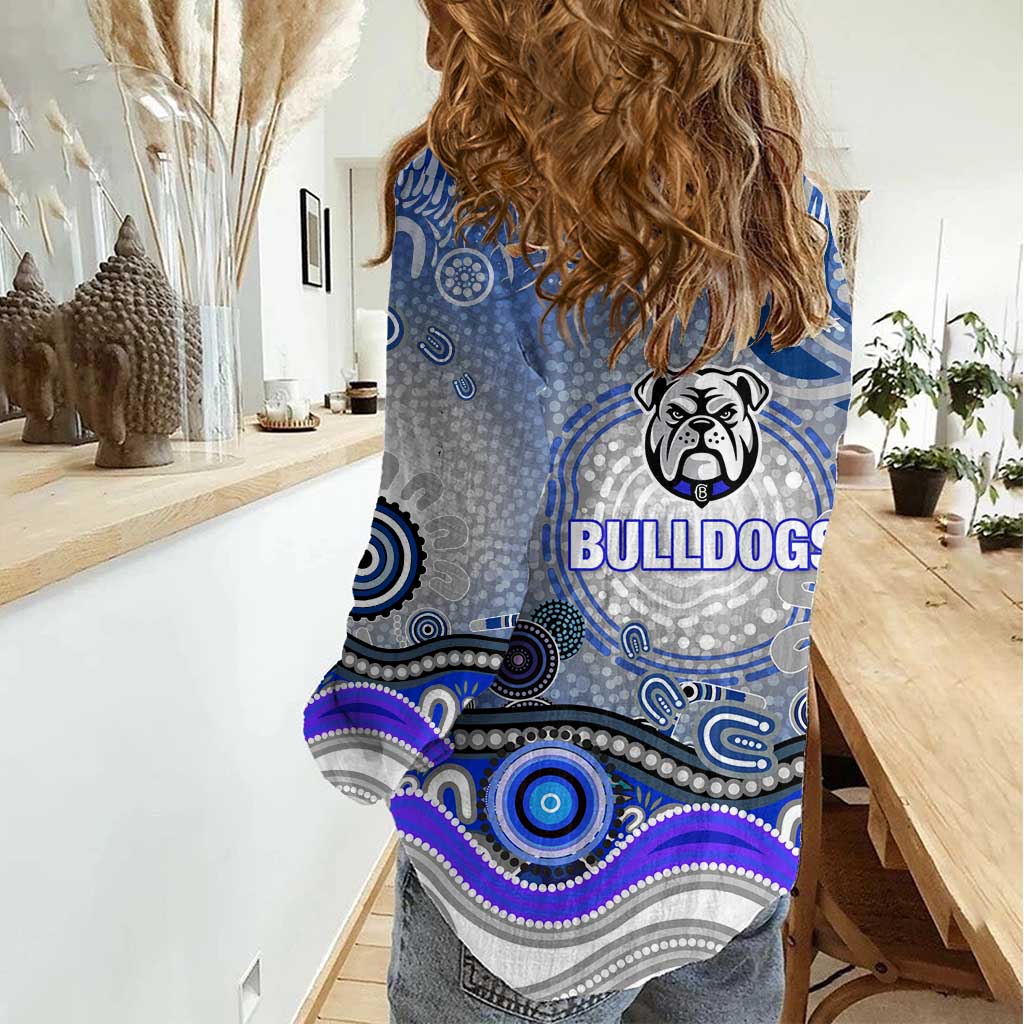 Canterbury Bankstown Bulldogs Rugby Women Casual Shirt Australian Aboriginal Dot Painting Style