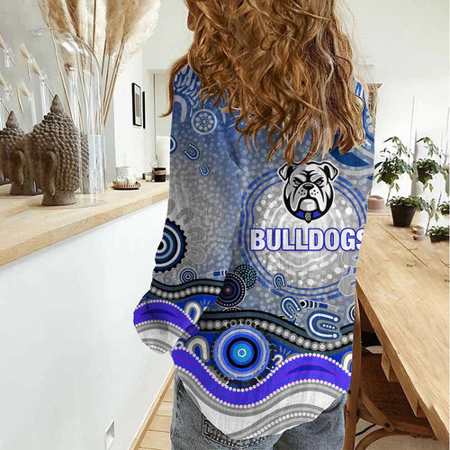 Canterbury Bankstown Bulldogs Rugby Women Casual Shirt Australian Aboriginal Dot Painting Style