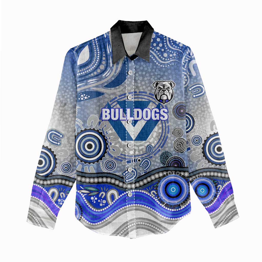Canterbury Bankstown Bulldogs Rugby Women Casual Shirt Australian Aboriginal Dot Painting Style