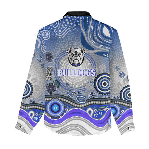 Canterbury Bankstown Bulldogs Rugby Women Casual Shirt Australian Aboriginal Dot Painting Style
