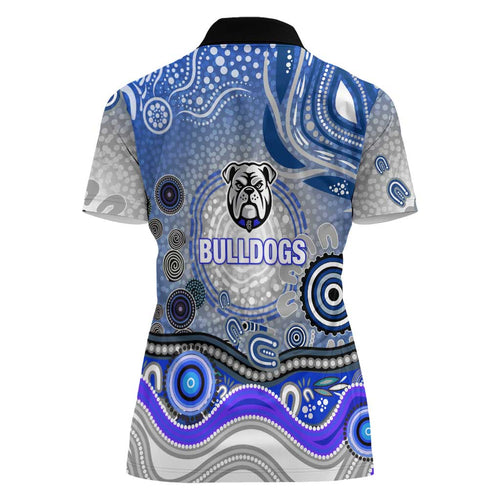 Canterbury Bankstown Bulldogs Rugby Women Polo Shirt Australian Aboriginal Dot Painting Style