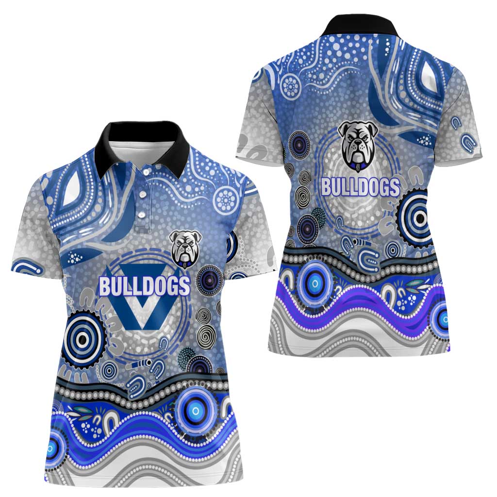 Canterbury Bankstown Bulldogs Rugby Women Polo Shirt Australian Aboriginal Dot Painting Style