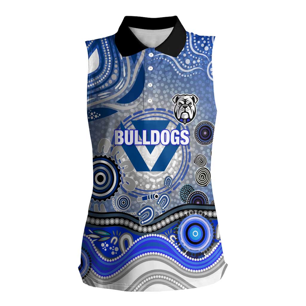 Canterbury Bankstown Bulldogs Rugby Women Sleeveless Polo Shirt Australian Aboriginal Dot Painting Style