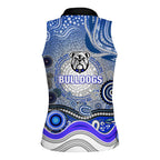 Canterbury Bankstown Bulldogs Rugby Women Sleeveless Polo Shirt Australian Aboriginal Dot Painting Style