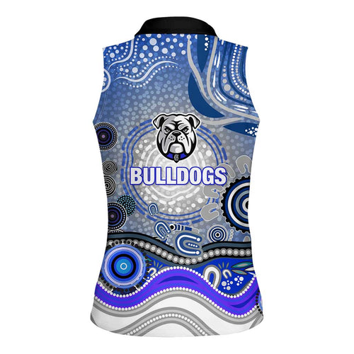 Canterbury Bankstown Bulldogs Rugby Women Sleeveless Polo Shirt Australian Aboriginal Dot Painting Style