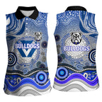 Canterbury Bankstown Bulldogs Rugby Women Sleeveless Polo Shirt Australian Aboriginal Dot Painting Style