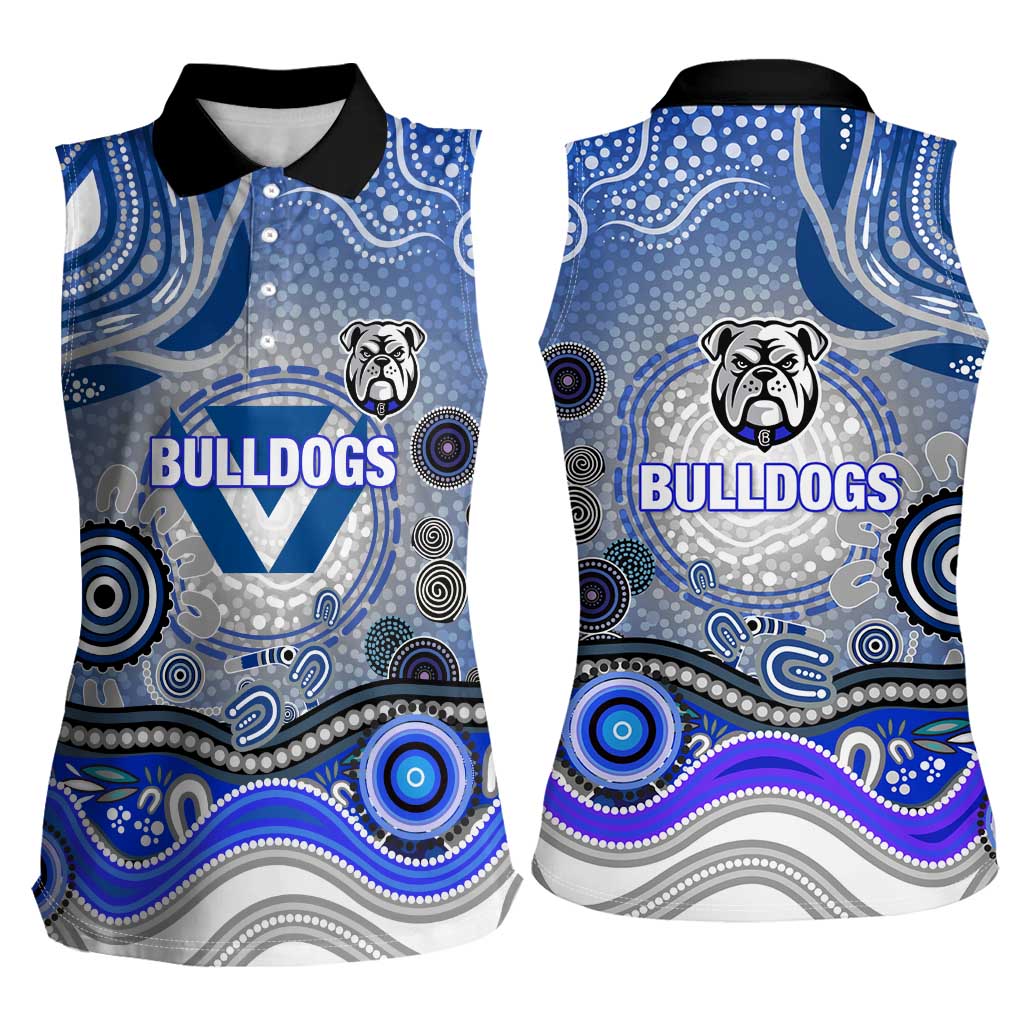 Canterbury Bankstown Bulldogs Rugby Women Sleeveless Polo Shirt Australian Aboriginal Dot Painting Style