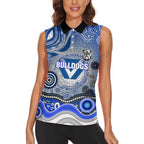 Canterbury Bankstown Bulldogs Rugby Women Sleeveless Polo Shirt Australian Aboriginal Dot Painting Style