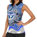 Canterbury Bankstown Bulldogs Rugby Women Sleeveless Polo Shirt Australian Aboriginal Dot Painting Style