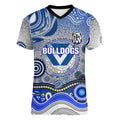 Canterbury Bankstown Bulldogs Rugby Women V-Neck T-Shirt Australian Aboriginal Dot Painting Style
