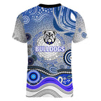 Canterbury Bankstown Bulldogs Rugby Women V-Neck T-Shirt Australian Aboriginal Dot Painting Style