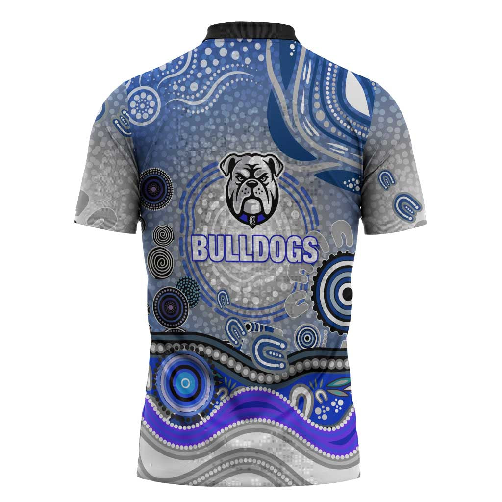 Canterbury Bankstown Bulldogs Rugby Zipper Polo Shirt Australian Aboriginal Dot Painting Style