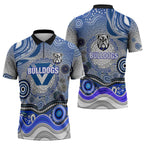 Canterbury Bankstown Bulldogs Rugby Zipper Polo Shirt Australian Aboriginal Dot Painting Style