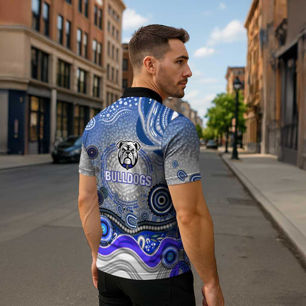 Canterbury Bankstown Bulldogs Rugby Zipper Polo Shirt Australian Aboriginal Dot Painting Style