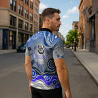Canterbury Bankstown Bulldogs Rugby Zipper Polo Shirt Australian Aboriginal Dot Painting Style