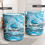 Cronulla Sutherland Sharks Rugby Laundry Basket Australian Aboriginal Dot Painting Style