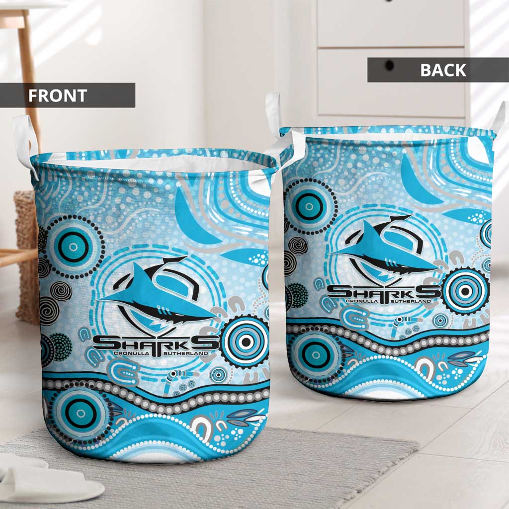 Cronulla Sutherland Sharks Rugby Laundry Basket Australian Aboriginal Dot Painting Style