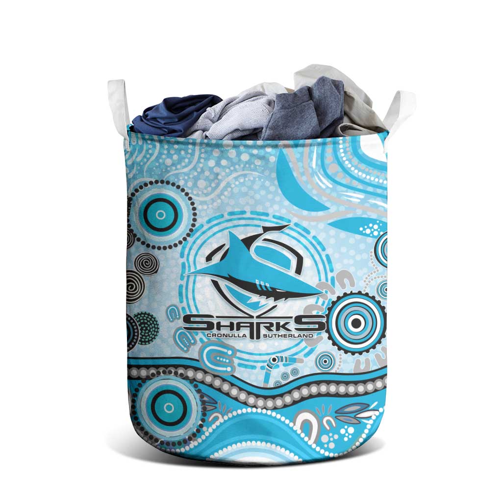 Cronulla Sutherland Sharks Rugby Laundry Basket Australian Aboriginal Dot Painting Style