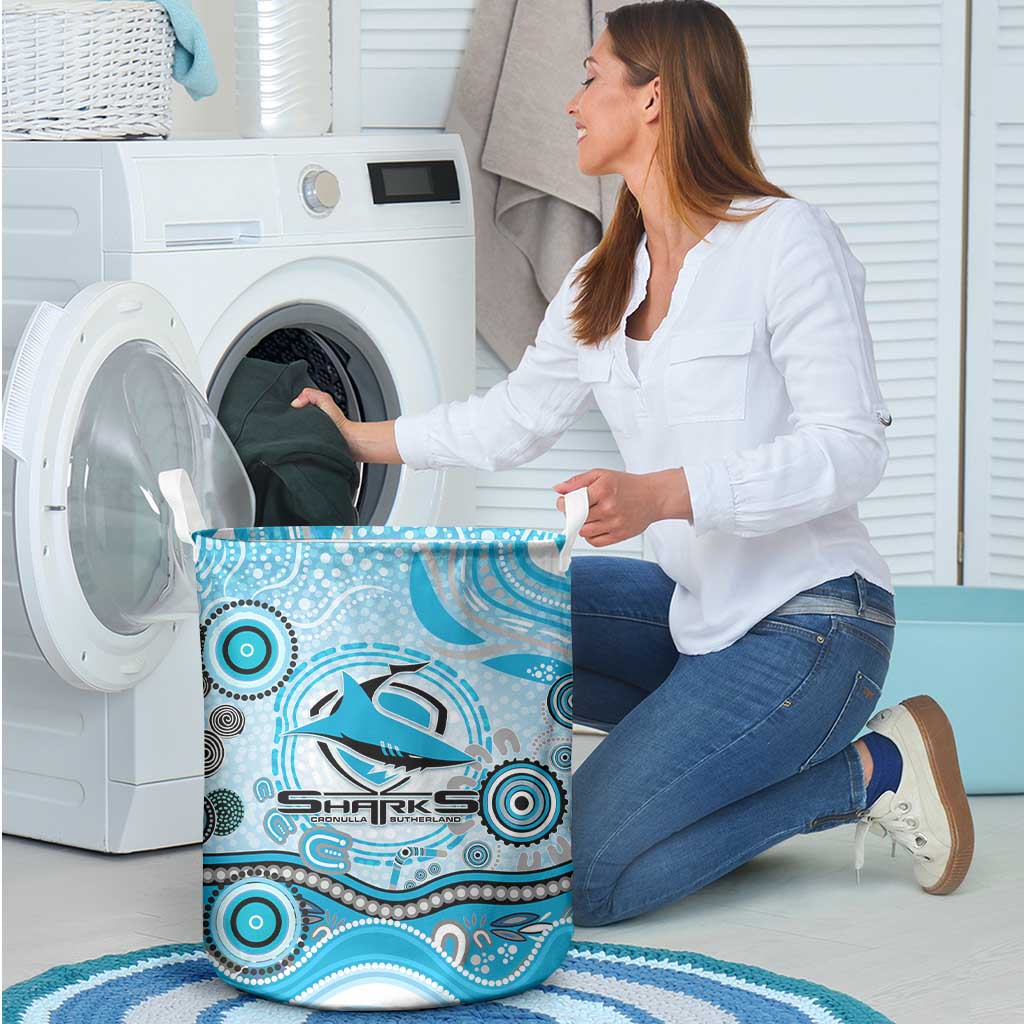 Cronulla Sutherland Sharks Rugby Laundry Basket Australian Aboriginal Dot Painting Style