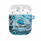 Cronulla Sutherland Sharks Rugby AirPods Case Australian Aboriginal Dot Painting Style