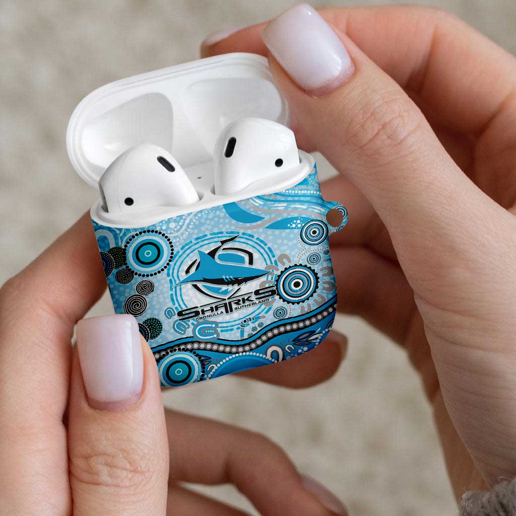 Cronulla Sutherland Sharks Rugby AirPods Case Australian Aboriginal Dot Painting Style
