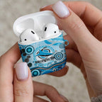 Cronulla Sutherland Sharks Rugby AirPods Case Australian Aboriginal Dot Painting Style
