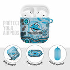 Cronulla Sutherland Sharks Rugby AirPods Case Australian Aboriginal Dot Painting Style