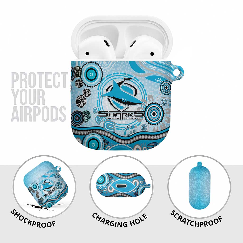 Cronulla Sutherland Sharks Rugby AirPods Case Australian Aboriginal Dot Painting Style