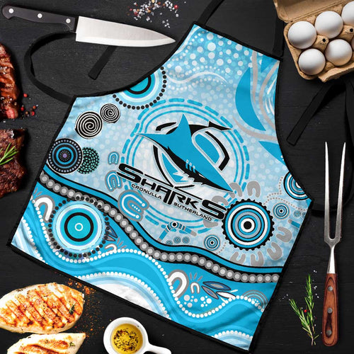 Cronulla Sutherland Sharks Rugby Apron Australian Aboriginal Dot Painting Style