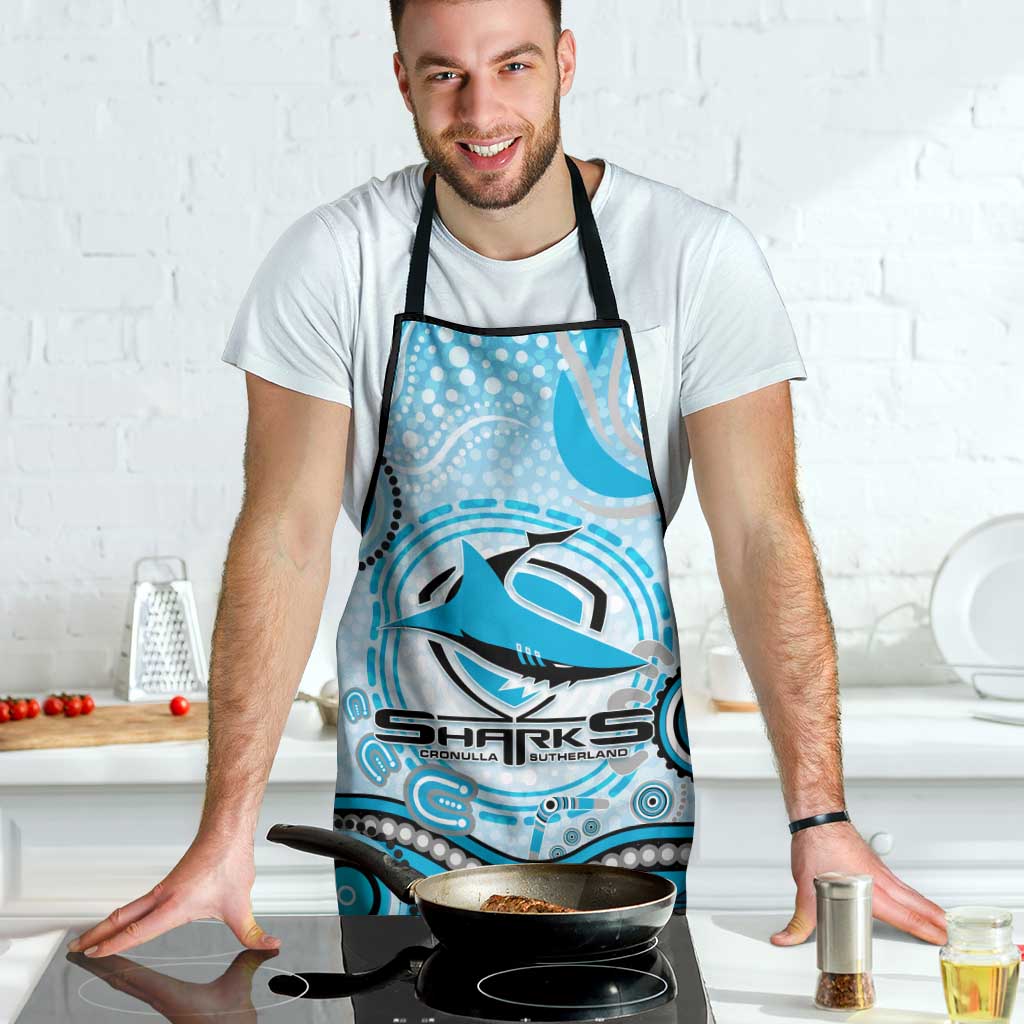 Cronulla Sutherland Sharks Rugby Apron Australian Aboriginal Dot Painting Style