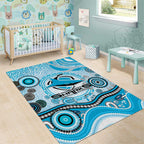 Cronulla Sutherland Sharks Rugby Area Rug Australian Aboriginal Dot Painting Style