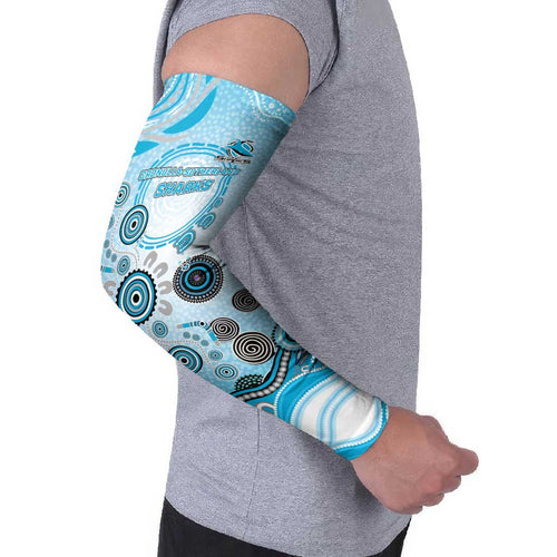 Cronulla Sutherland Sharks Rugby Arm Sleeves Australian Aboriginal Dot Painting Style