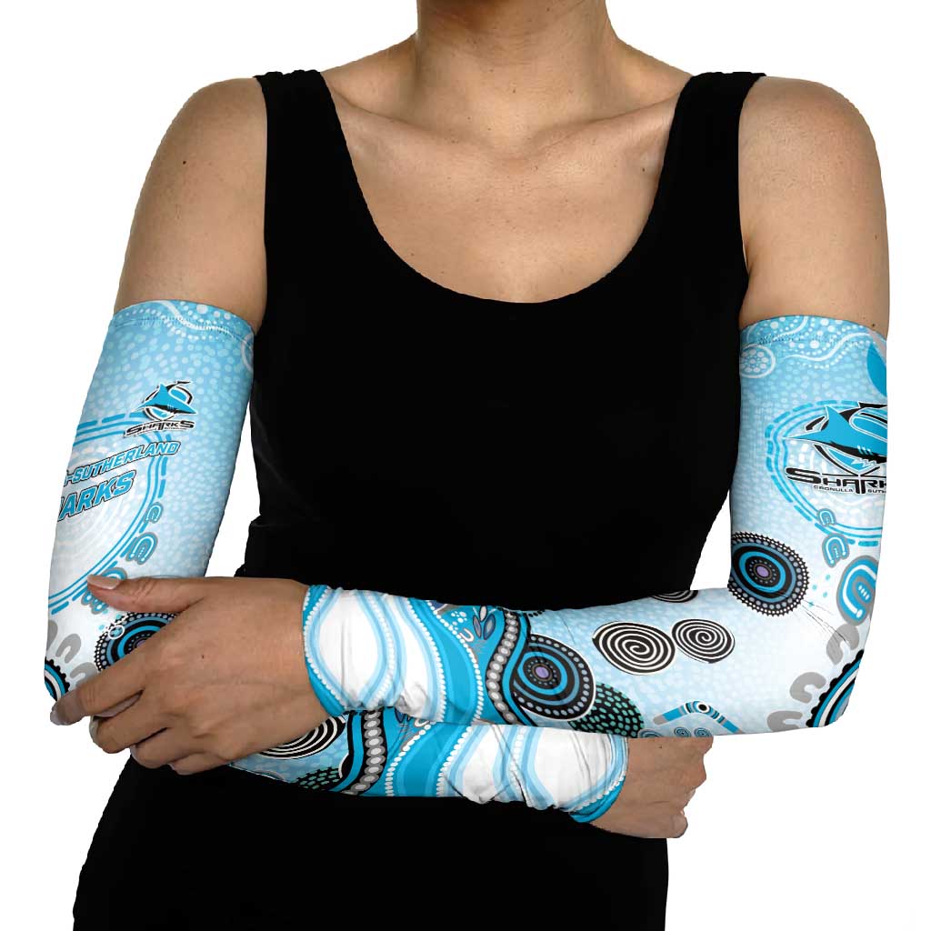 Cronulla Sutherland Sharks Rugby Arm Sleeves Australian Aboriginal Dot Painting Style