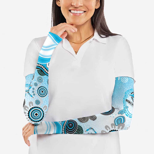 Cronulla Sutherland Sharks Rugby Arm Sleeves Australian Aboriginal Dot Painting Style