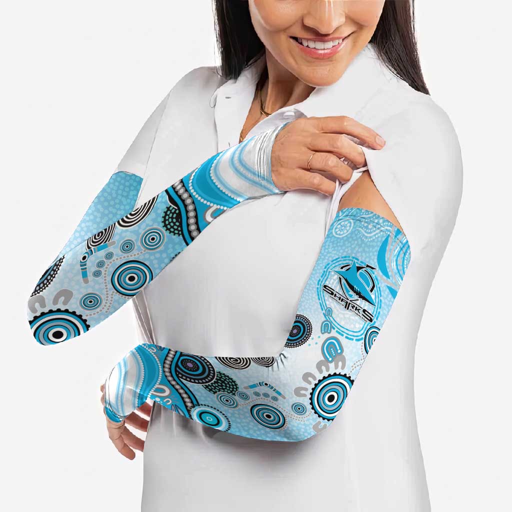 Cronulla Sutherland Sharks Rugby Arm Sleeves Australian Aboriginal Dot Painting Style