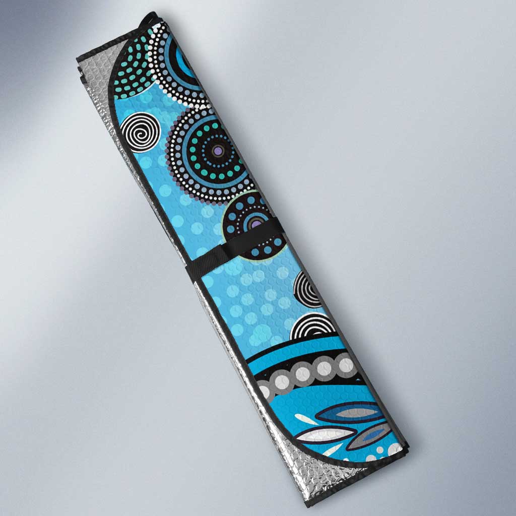 Cronulla Sutherland Sharks Rugby Auto Sun Shade Australian Aboriginal Dot Painting Style