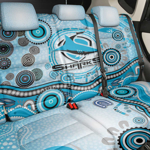 Cronulla Sutherland Sharks Rugby Back Car Seat Cover Australian Aboriginal Dot Painting Style