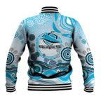 Cronulla Sutherland Sharks Rugby Baseball Jacket Australian Aboriginal Dot Painting Style