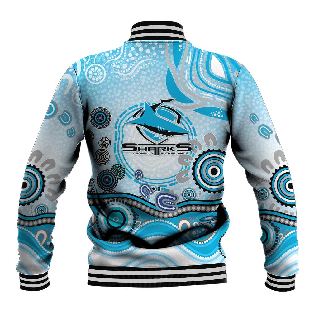 Cronulla Sutherland Sharks Rugby Baseball Jacket Australian Aboriginal Dot Painting Style