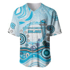 Cronulla Sutherland Sharks Rugby Baseball Jersey Australian Aboriginal Dot Painting Style