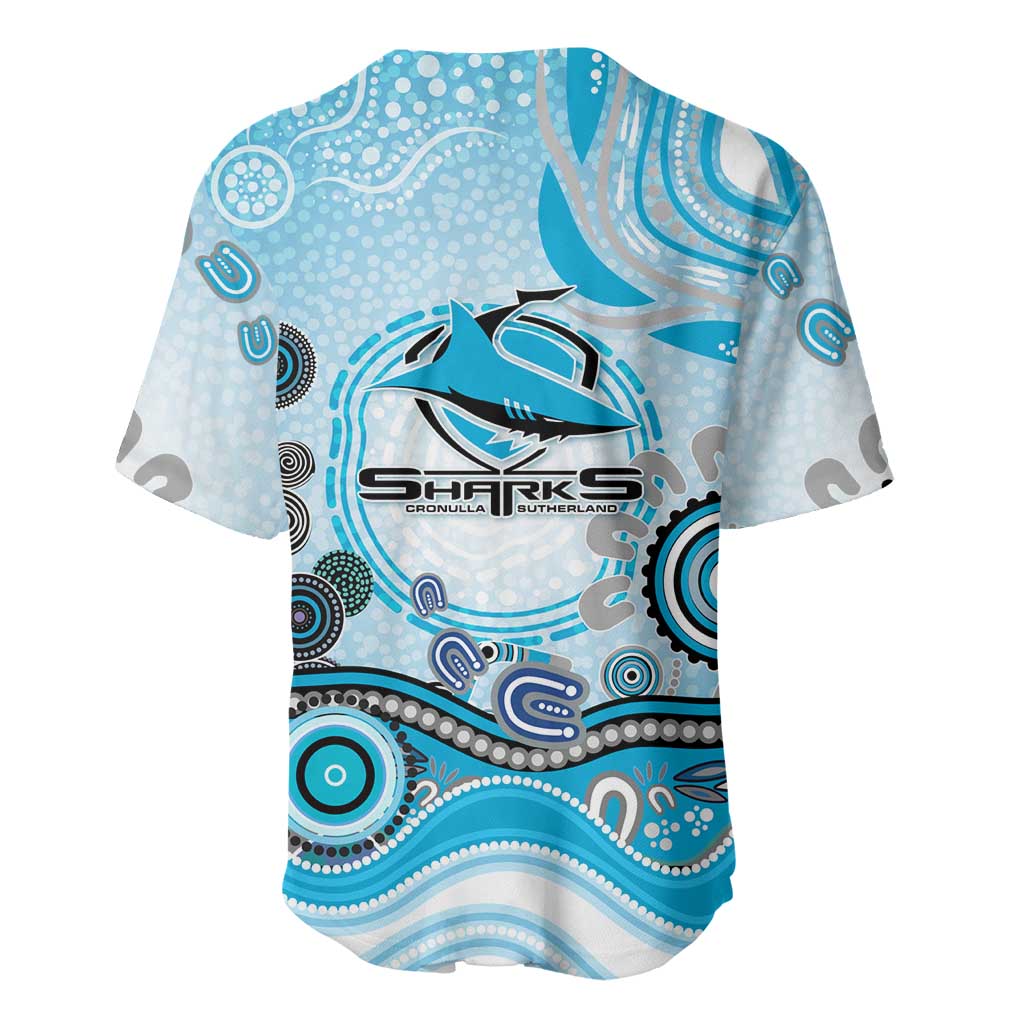 Cronulla Sutherland Sharks Rugby Baseball Jersey Australian Aboriginal Dot Painting Style