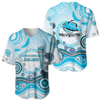 Cronulla Sutherland Sharks Rugby Baseball Jersey Australian Aboriginal Dot Painting Style