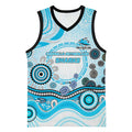 Cronulla Sutherland Sharks Rugby Basketball Jersey Australian Aboriginal Dot Painting Style