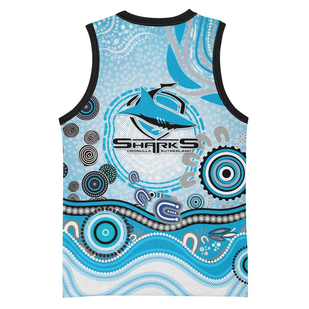 Cronulla Sutherland Sharks Rugby Basketball Jersey Australian Aboriginal Dot Painting Style