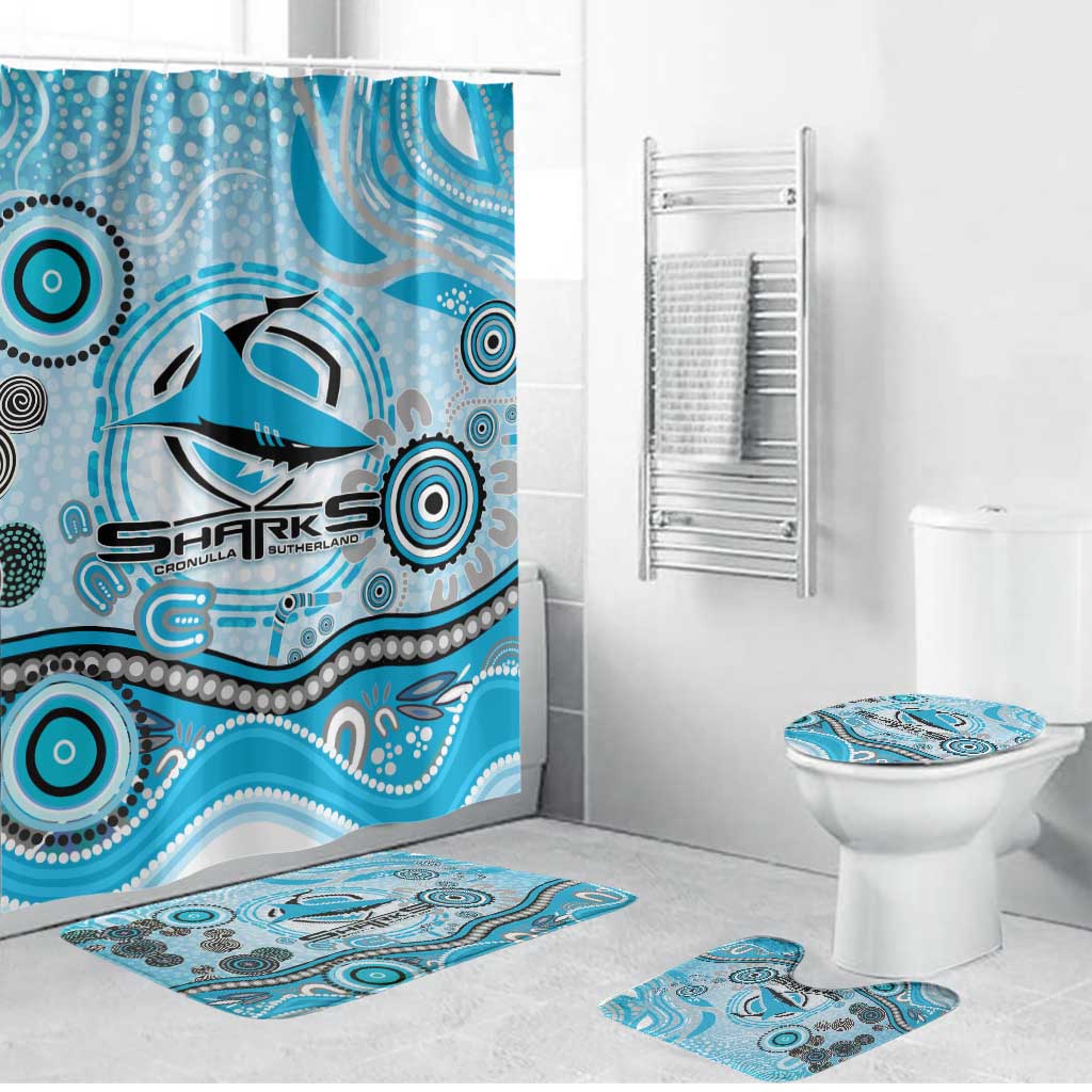Cronulla Sutherland Sharks Rugby Bathroom Set Australian Aboriginal Dot Painting Style